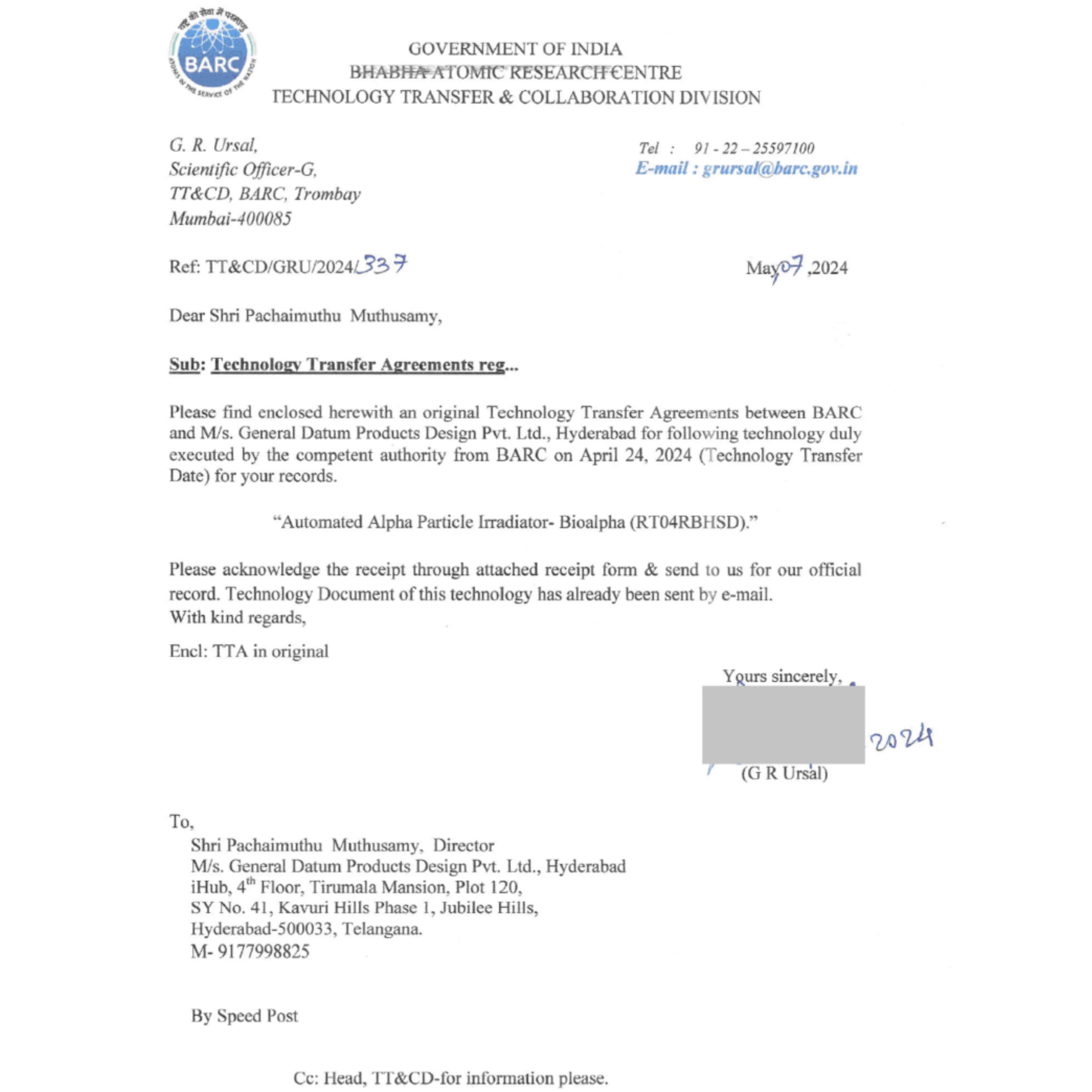 barc TECH TRANSFER